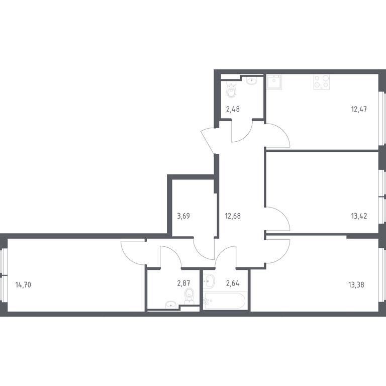 2-BD Apartment Sale, 78.33 sq. m. at Ostafevo, Ostafyevskoe Highway, 12к1, Ryazanovskoe Settlement, Moscow, Russia #1