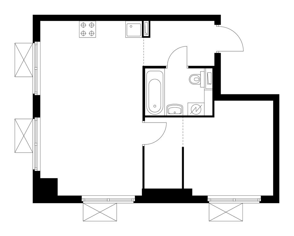 1-BD Apartment Sale, 42平方米 at Pervyi Dubrovskiy, Novoostapovskaya Street, 1с4, Moscow, Russia #1
