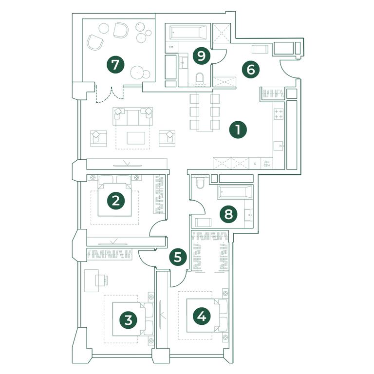 3-BD Apartment Sale, 125.97 sq. m. at Very, Botanicheskaya Street, 29, Moscow, Russia #1