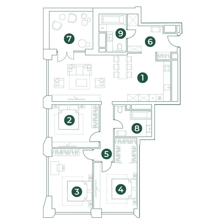 3-BD Apartment Sale, 125.4 sq. m. at Very, Botanicheskaya Street, 29, Moscow, Russia #2