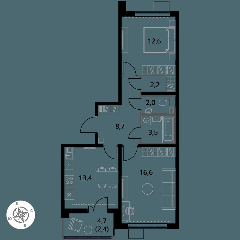 Продажа 2-комн. квартиры, 61,4 м² в ЖК «Первый Южный», жилой комплекс Первый Южный, Ленинский городской округ, Московская область, Россия #1