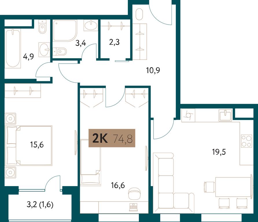 2-BD Apartment Sale, 75.1 sq. m. at Nastoiashchee, Vinnitskaya Street, 8к2, Moscow, Russia #1 2-BD Apartment Sale, 75.1 sq. m. at Nastoiashchee, Vinnitskaya Street, 8к2, Moscow, Russia #1