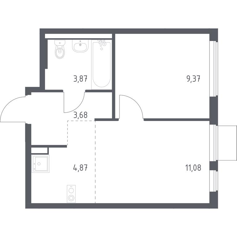 Apartment Sale, 32.87 sq. m. at Gorki Park, Shkolnaya ulitsa, 2, derevnya Korobovo, Leninskiy City District, Moscow Region, Russia #1