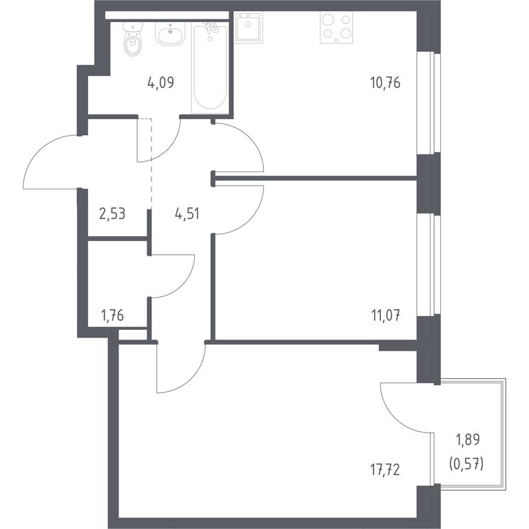 1-BD Apartment Sale, 53.01平方米 at Novoe Vidnoe, Kalinovka Village, Leninskiy City District, Moscow Region, Russia #1 1-BD Apartment Sale, 53.01平方米 at Novoe Vidnoe, Kalinovka Village, Leninskiy City District, Moscow Region, Russia #1