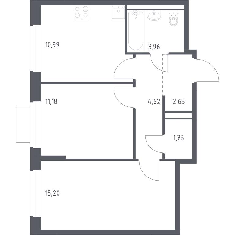 1-BD Apartment Sale, 50.36 sq. m. at Novoe Vidnoe, Kalinovka Village, Leninskiy City District, Moscow Region, Russia #1