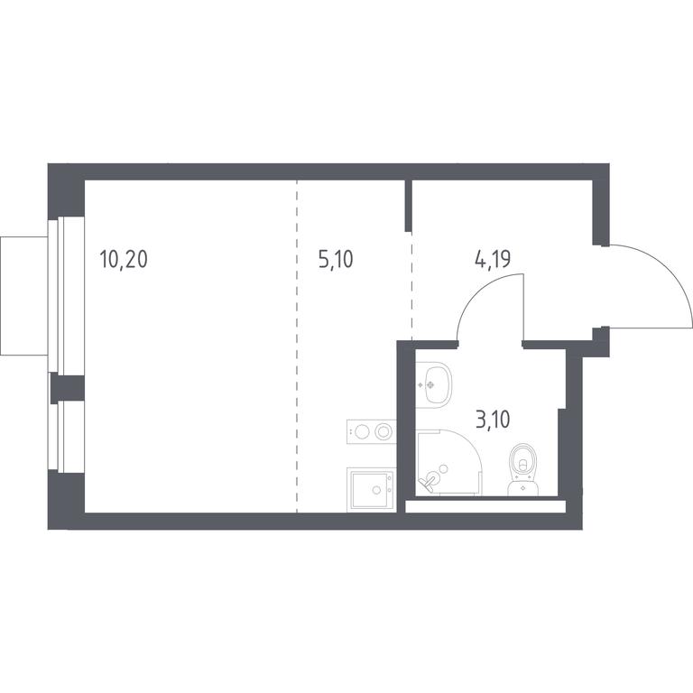 Apartment Sale, 22.59平方米 at Novoe Vidnoe, Kalinovka Village, Leninskiy City District, Moscow Region, Russia #1