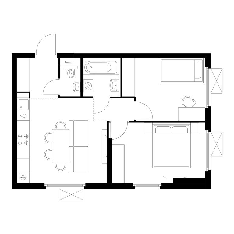 2-BD Apartment Sale, 49.7 sq. m. at Yaroslavskiy, 16th Microdistrict, Mytischi, Moscow Region, Russia #1
