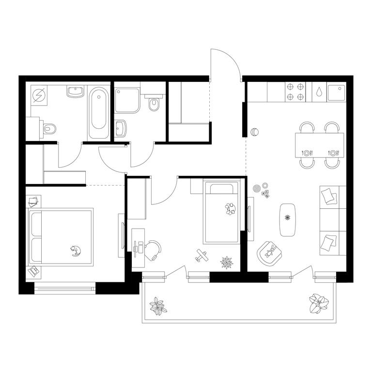 2-BD Apartment Sale, 57.7平方米 at Kutuzovskiy Kvartal, Ivana Franko Street, 20к1, Moscow, Russia #1