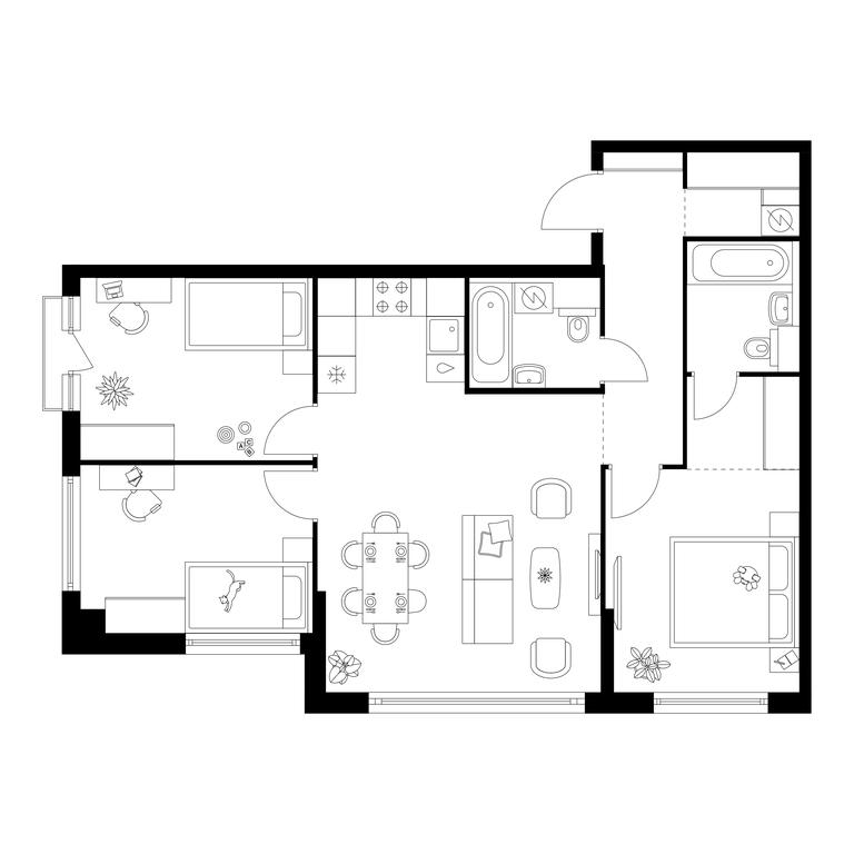 3-BD Apartment Sale, 80.4 sq. m. at Kutuzovskiy Kvartal, Ivana Franko Street, 20к1, Moscow, Russia #1 3-BD Apartment Sale, 80.4 sq. m. at Kutuzovskiy Kvartal, Ivana Franko Street, 20к1, Moscow, Russia #1