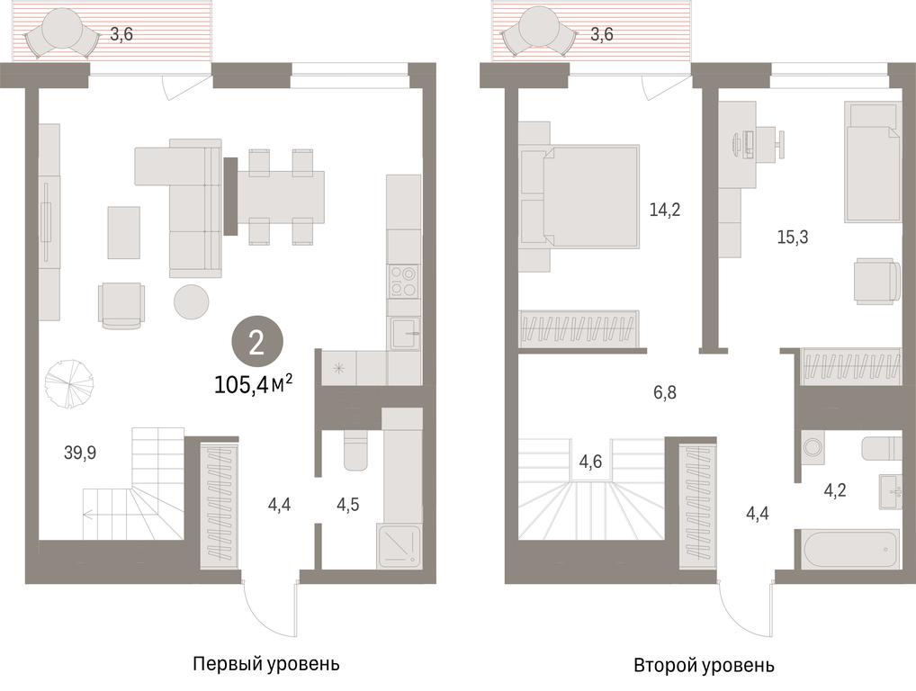 2-BD Apartment Sale, 105.4 sq. m. at Pervy kvartal, Kalinovaya ulitsa, derevnya Sapronovo, Leninskiy City District, Moscow Region, Russia #1