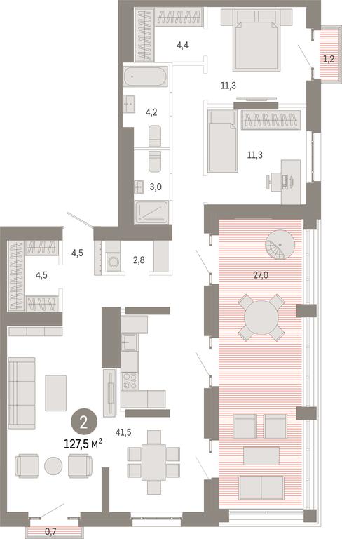 3-BD Apartment Sale, 127.5平方米 at Kvartal Metronom, Tagilskaya Street, Moscow, Russia #1