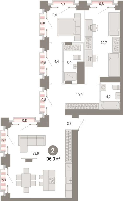 2-BD Apartment Sale, 96.3 sq. m. at Kvartal Metronom, Tagilskaya Street, Moscow, Russia #1