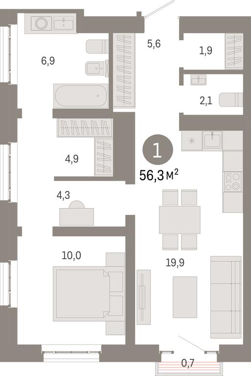 1-BD Apartment Sale, 56.3 sq. m. at Kvartal Metronom, Tagilskaya Street, Moscow, Russia #1 1-BD Apartment Sale, 56.3 sq. m. at Kvartal Metronom, Tagilskaya Street, Moscow, Russia #1