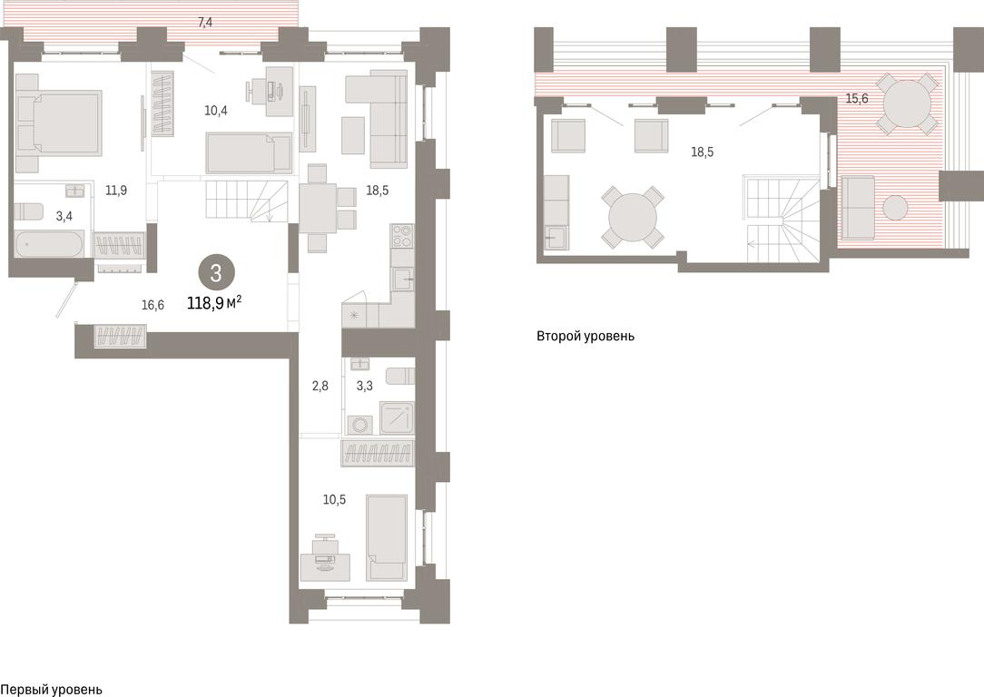 3-BD Apartment Sale, 118.9平方米 at Kvartal Metronom, Tagilskaya Street, Moscow, Russia #1