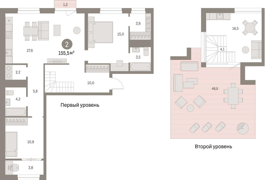 2-BD Apartment Sale, 155.5 sq. m. at Pervy kvartal, Kalinovaya ulitsa, derevnya Sapronovo, Leninskiy City District, Moscow Region, Russia #1