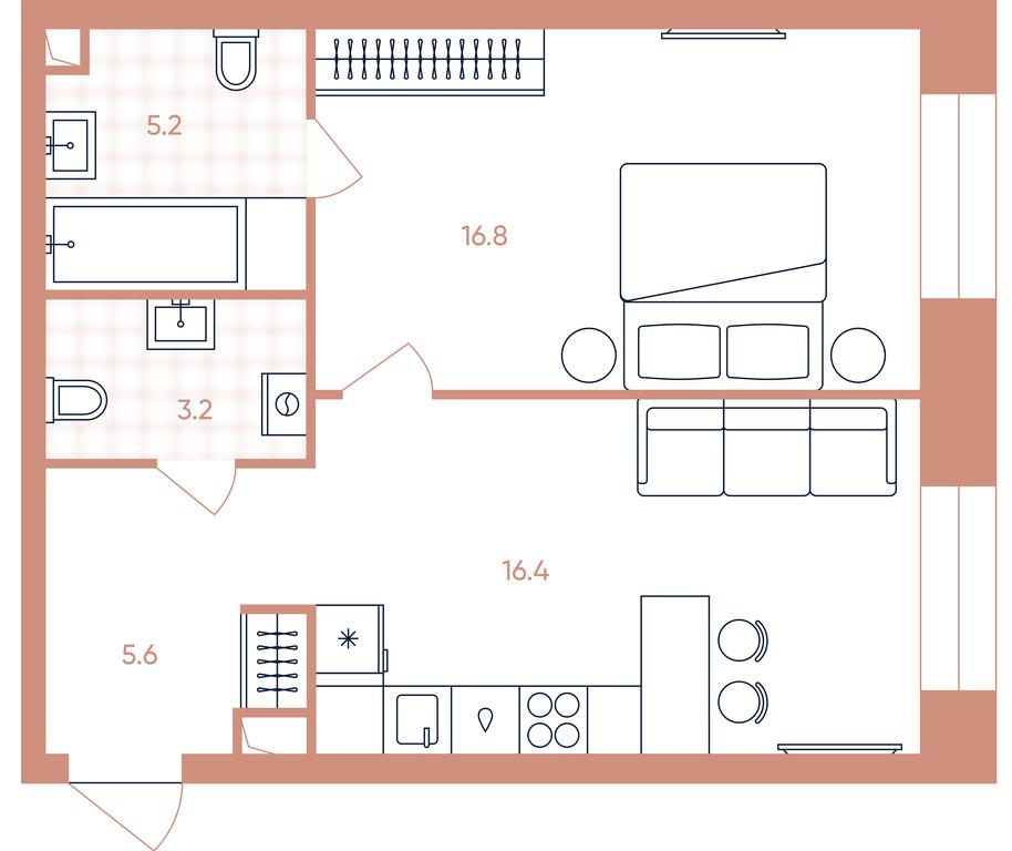 1-BD Apartment Sale, 47.2平方米 at Era, Derbenevskaya Street, Moscow, Russia #1 1-BD Apartment Sale, 47.2平方米 at Era, Derbenevskaya Street, Moscow, Russia #1