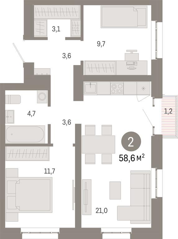 2-BD Apartment Sale, 58.6 sq. m. at Kvartal Metronom, Tagilskaya Street, Moscow, Russia #1 2-BD Apartment Sale, 58.6 sq. m. at Kvartal Metronom, Tagilskaya Street, Moscow, Russia #1
