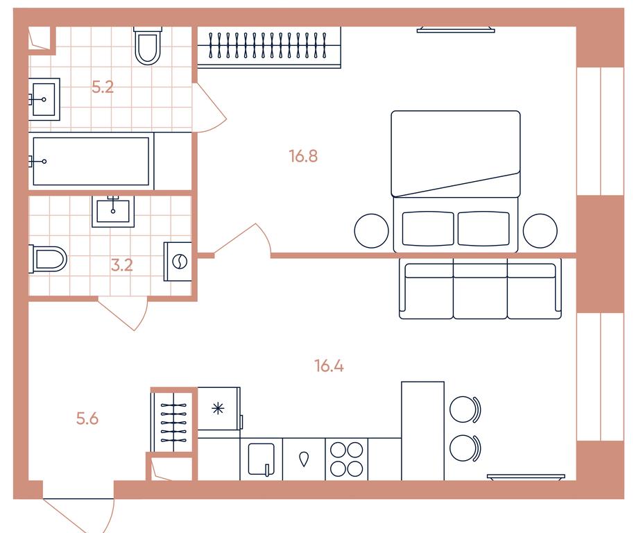 1-BD Apartment Sale, 47.2平方米 at Era, Derbenevskaya Street, Moscow, Russia #1 1-BD Apartment Sale, 47.2平方米 at Era, Derbenevskaya Street, Moscow, Russia #1