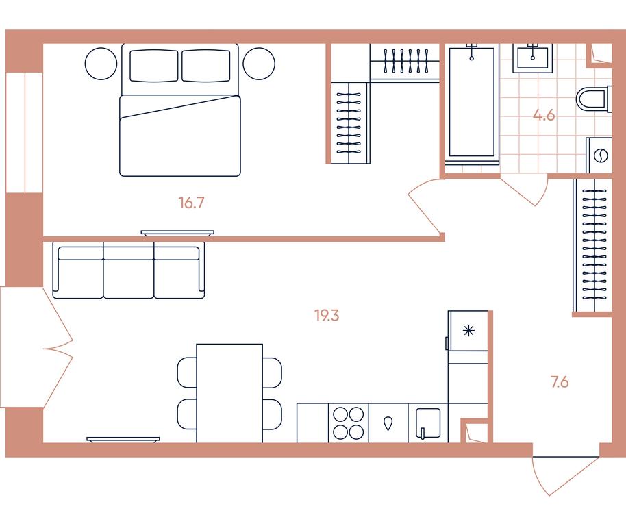 1-BD Apartment Sale, 48.2平方米 at Era, Derbenevskaya Street, Moscow, Russia #1 1-BD Apartment Sale, 48.2平方米 at Era, Derbenevskaya Street, Moscow, Russia #1