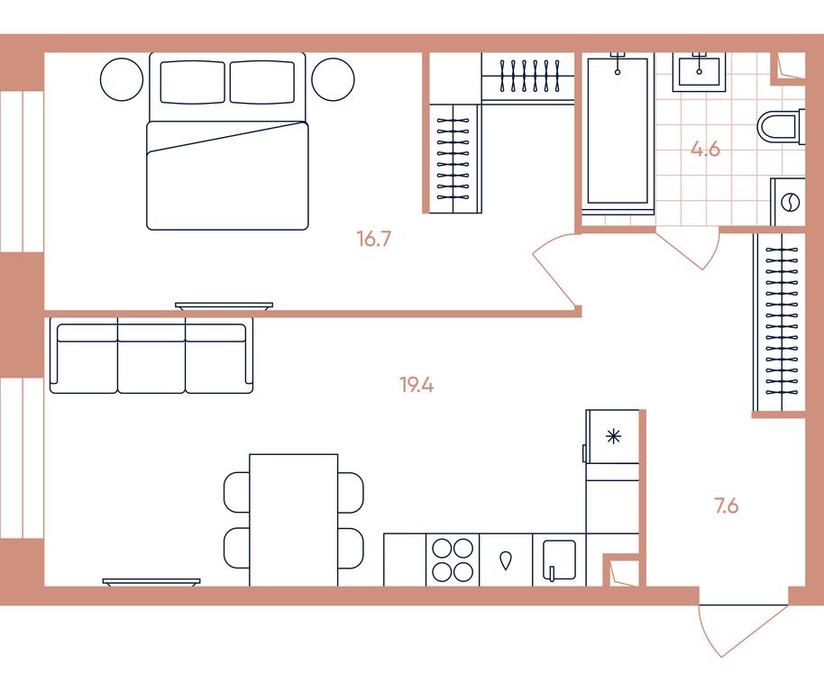 1-BD Apartment Sale, 48.3平方米 at Era, Derbenevskaya Street, Moscow, Russia #1 1-BD Apartment Sale, 48.3平方米 at Era, Derbenevskaya Street, Moscow, Russia #1