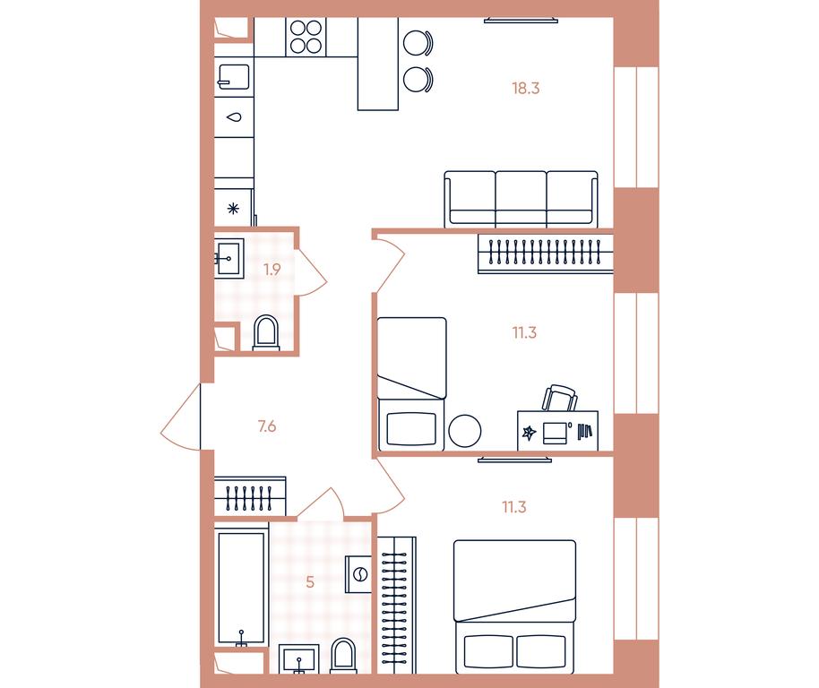 2-BD Apartment Sale, 55.4平方米 at Era, Derbenevskaya Street, Moscow, Russia #1 2-BD Apartment Sale, 55.4平方米 at Era, Derbenevskaya Street, Moscow, Russia #1