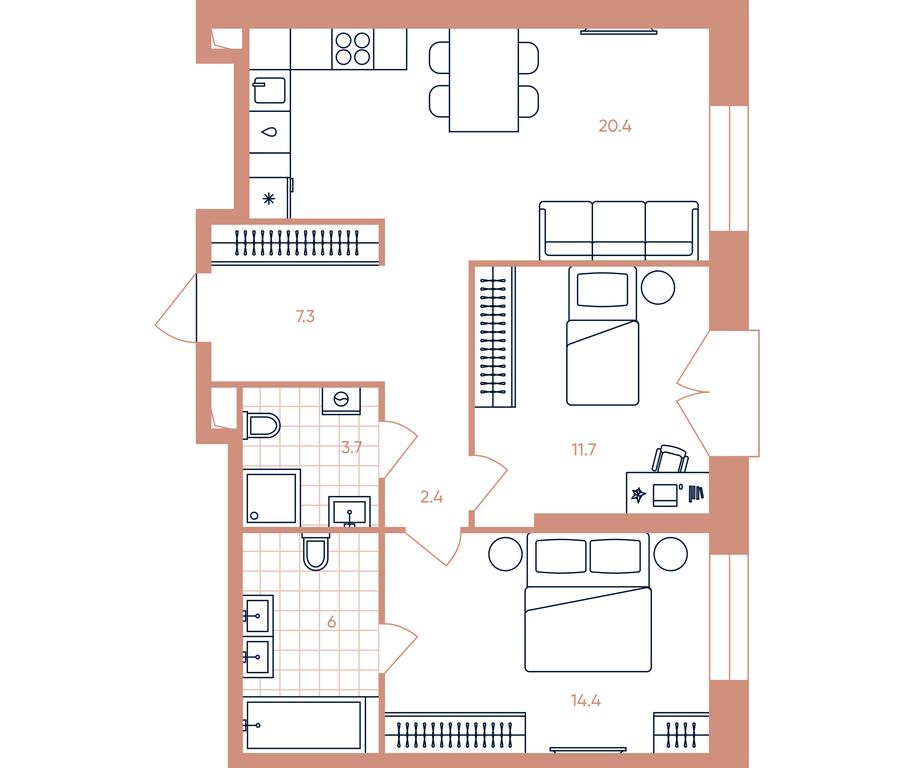 2-BD Apartment Sale, 65.9平方米 at Era, Derbenevskaya Street, Moscow, Russia #1 2-BD Apartment Sale, 65.9平方米 at Era, Derbenevskaya Street, Moscow, Russia #1