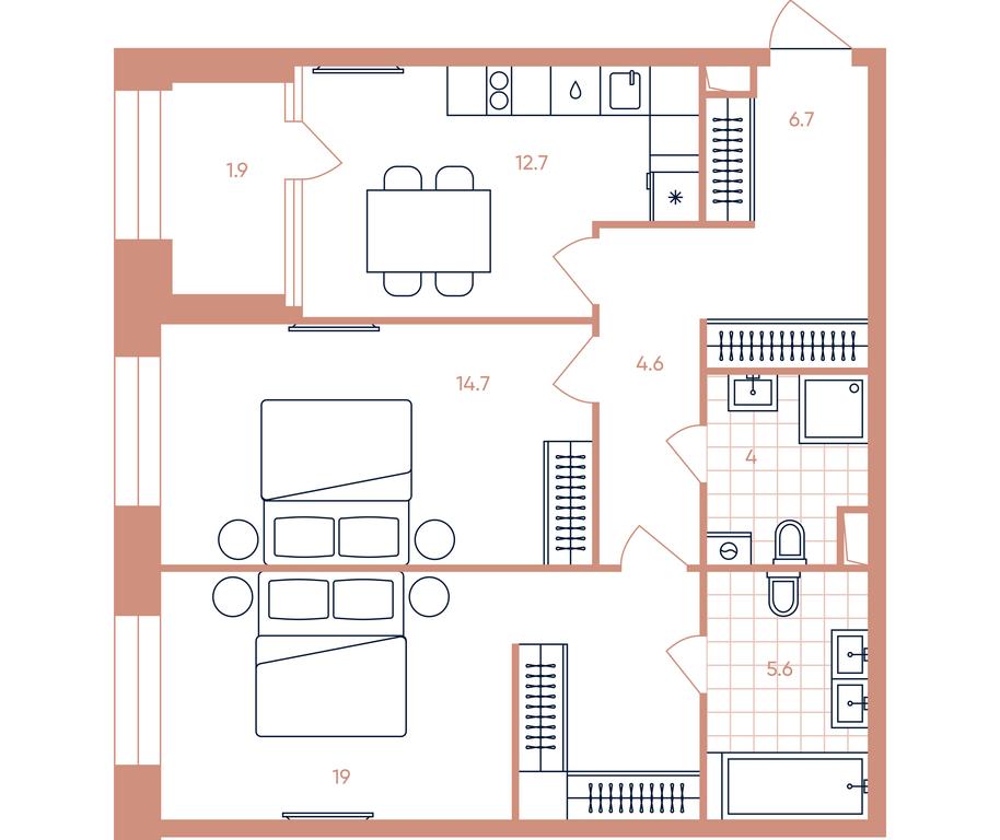 2-BD Apartment Sale, 69.2平方米 at Era, Derbenevskaya Street, Moscow, Russia #1 2-BD Apartment Sale, 69.2平方米 at Era, Derbenevskaya Street, Moscow, Russia #1