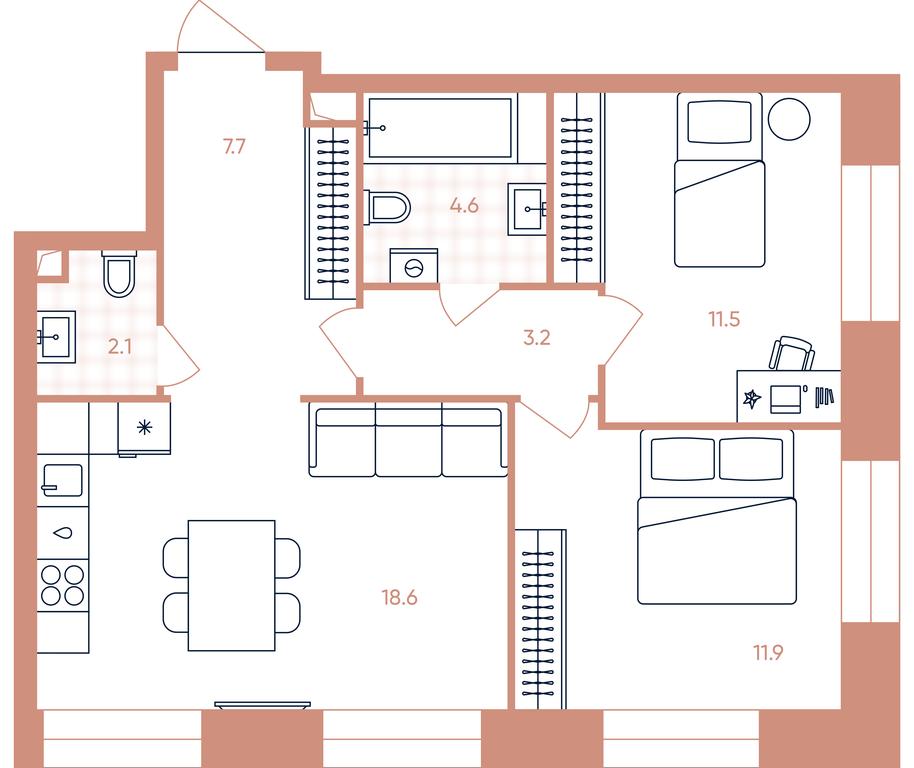 2-BD Apartment Sale, 59.6平方米 at Era, Derbenevskaya Street, Moscow, Russia #1