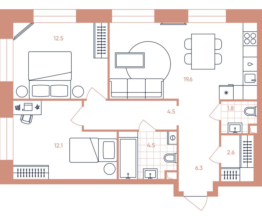2-BD Apartment Sale, 63.9平方米 at Era, Derbenevskaya Street, Moscow, Russia #1 2-BD Apartment Sale, 63.9平方米 at Era, Derbenevskaya Street, Moscow, Russia #1
