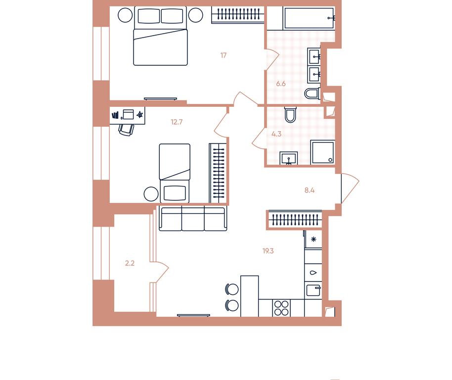 2-BD Apartment Sale, 70.5平方米 at Era, Derbenevskaya Street, Moscow, Russia #1 2-BD Apartment Sale, 70.5平方米 at Era, Derbenevskaya Street, Moscow, Russia #1