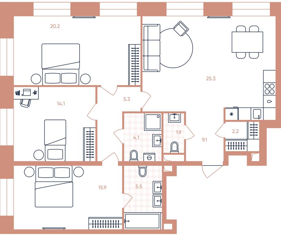 3-BD Apartment Sale, 103.6平方米 at Era, Derbenevskaya Street, Moscow, Russia #1