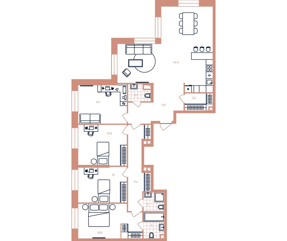 4-BD Apartment Sale, 138.7平方米 at Era, Derbenevskaya Street, Moscow, Russia #1