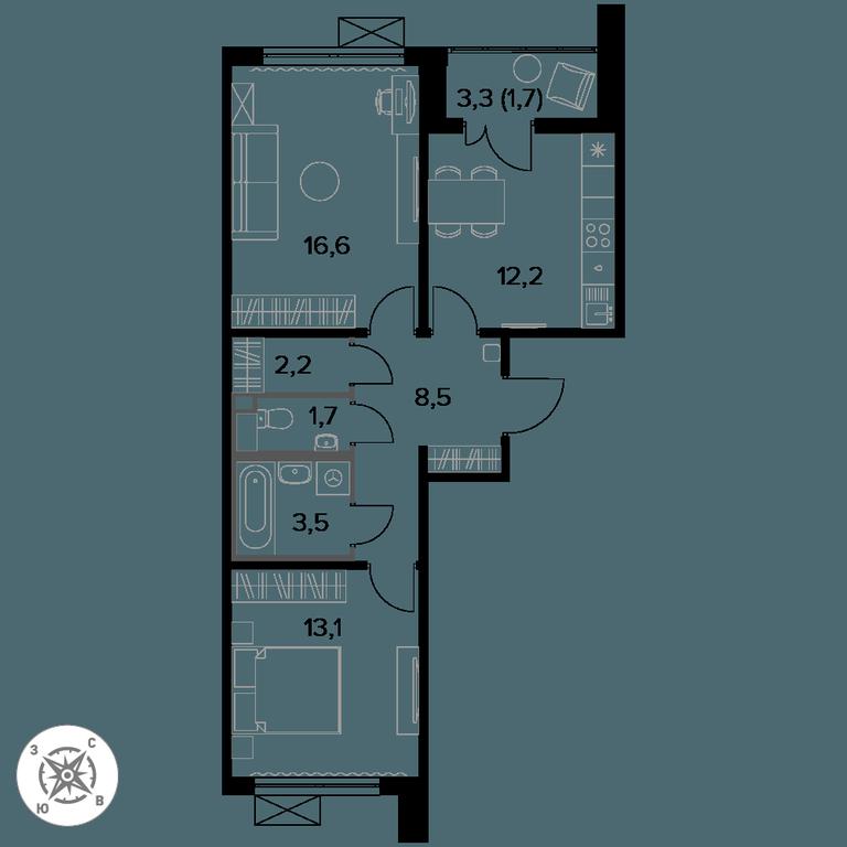 2-BD Apartment Sale, 59.4 sq. m. at Pervyi Leningradskiy, Pervy Leningradskiy Residential Complex, Moscow, Russia #1 2-BD Apartment Sale, 59.4 sq. m. at Pervyi Leningradskiy, Pervy Leningradskiy Residential Complex, Moscow, Russia #1