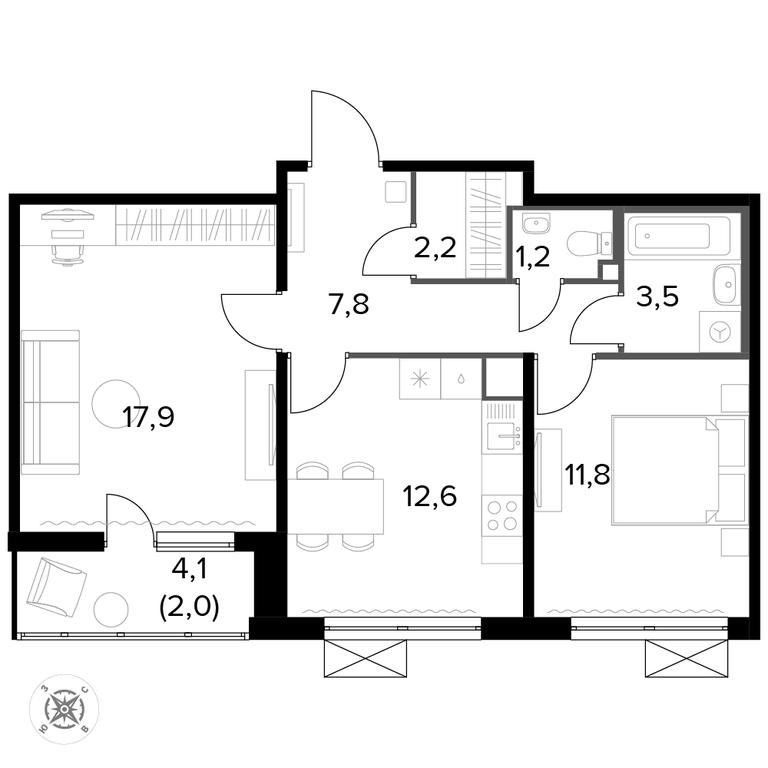 2-BD Apartment Sale, 59.4 sq. m. at Pervyi Leningradskiy, Pervy Leningradskiy Residential Complex, Moscow, Russia #1 2-BD Apartment Sale, 59.4 sq. m. at Pervyi Leningradskiy, Pervy Leningradskiy Residential Complex, Moscow, Russia #1