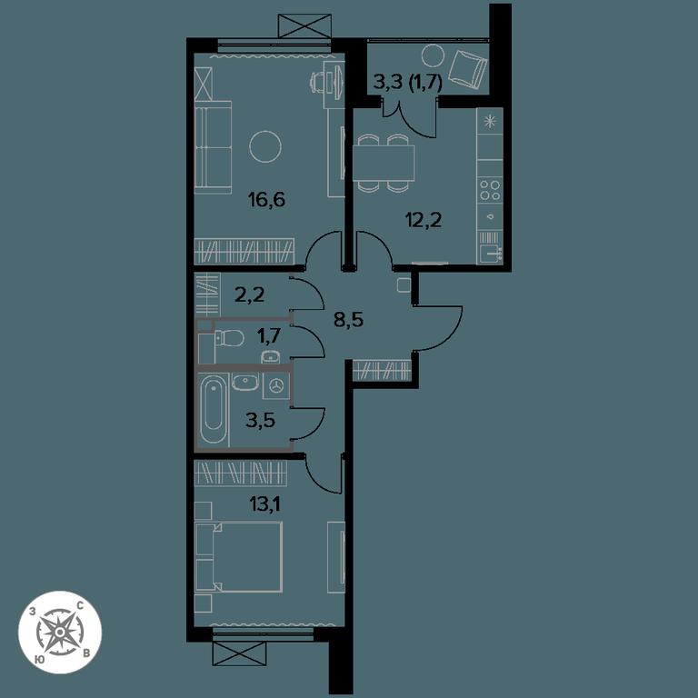 2-BD Apartment Sale, 59.4平方米 at Pervyi Leningradskiy, Pervy Leningradskiy Residential Complex, Moscow, Russia #1 2-BD Apartment Sale, 59.4平方米 at Pervyi Leningradskiy, Pervy Leningradskiy Residential Complex, Moscow, Russia #1