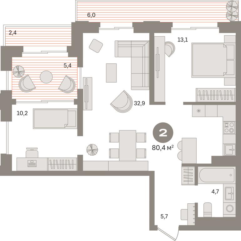 2-BD Apartment Sale, 85 sq. m. at Kvartal «MONS», Ogorodny Drive, Moscow, Russia #1
