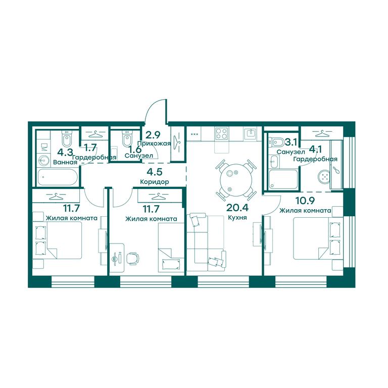 2-BD Apartment Sale, 76.9平方米 at Ravnovesie, zhiloy kompleks Ravnovesiye, selo Perkhushkovo, Odintsovskiy City District, Moscow Region, Russia #1 2-BD Apartment Sale, 76.9平方米 at Ravnovesie, zhiloy kompleks Ravnovesiye, selo Perkhushkovo, Odintsovskiy City District, Moscow Region, Russia #1