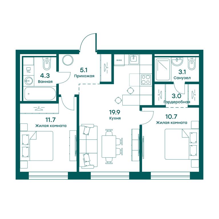 1-BD Apartment Sale, 57.8平方米 at Ravnovesie, zhiloy kompleks Ravnovesiye, selo Perkhushkovo, Odintsovskiy City District, Moscow Region, Russia #1 1-BD Apartment Sale, 57.8平方米 at Ravnovesie, zhiloy kompleks Ravnovesiye, selo Perkhushkovo, Odintsovskiy City District, Moscow Region, Russia #1