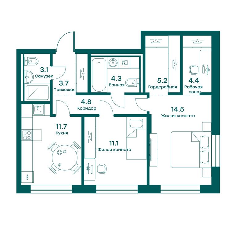 1-BD Apartment Sale, 62.8平方米 at Ravnovesie, zhiloy kompleks Ravnovesiye, selo Perkhushkovo, Odintsovskiy City District, Moscow Region, Russia #1 1-BD Apartment Sale, 62.8平方米 at Ravnovesie, zhiloy kompleks Ravnovesiye, selo Perkhushkovo, Odintsovskiy City District, Moscow Region, Russia #1