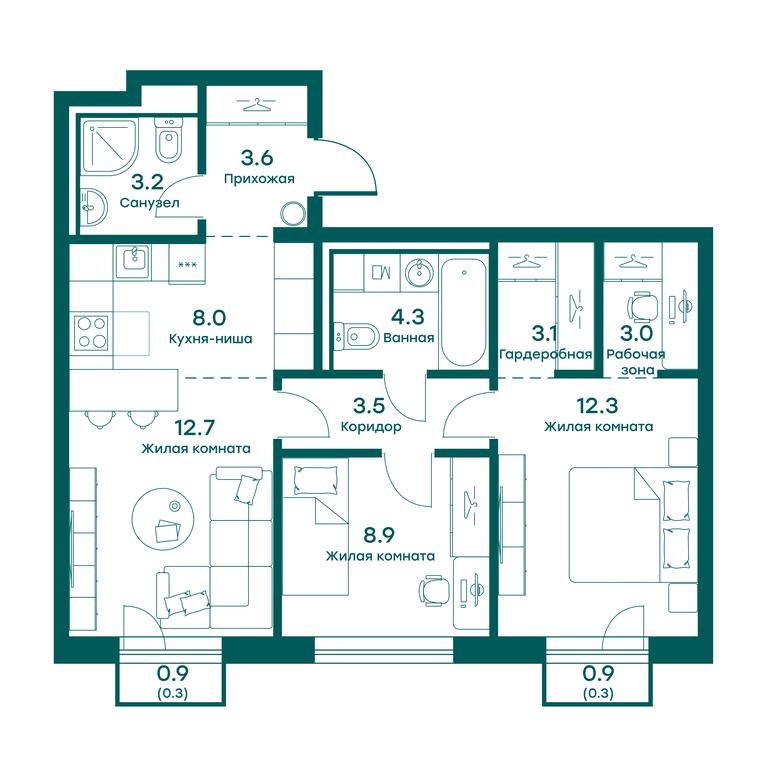 2-BD Apartment Sale, 63.2平方米 at Ravnovesie, zhiloy kompleks Ravnovesiye, selo Perkhushkovo, Odintsovskiy City District, Moscow Region, Russia #1 2-BD Apartment Sale, 63.2平方米 at Ravnovesie, zhiloy kompleks Ravnovesiye, selo Perkhushkovo, Odintsovskiy City District, Moscow Region, Russia #1