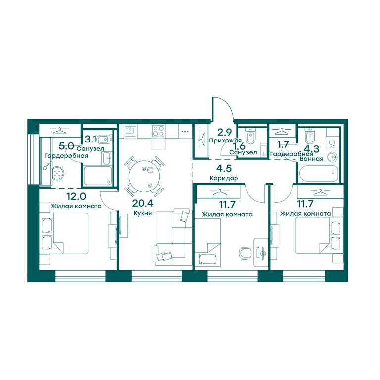 2-BD Apartment Sale, 78.9平方米 at Ravnovesie, zhiloy kompleks Ravnovesiye, selo Perkhushkovo, Odintsovskiy City District, Moscow Region, Russia #1 2-BD Apartment Sale, 78.9平方米 at Ravnovesie, zhiloy kompleks Ravnovesiye, selo Perkhushkovo, Odintsovskiy City District, Moscow Region, Russia #1