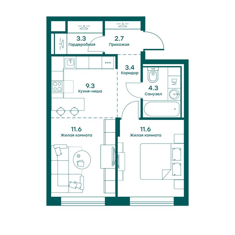 1-BD Apartment Sale, 46.2平方米 at Ravnovesie, zhiloy kompleks Ravnovesiye, selo Perkhushkovo, Odintsovskiy City District, Moscow Region, Russia #1 1-BD Apartment Sale, 46.2平方米 at Ravnovesie, zhiloy kompleks Ravnovesiye, selo Perkhushkovo, Odintsovskiy City District, Moscow Region, Russia #1
