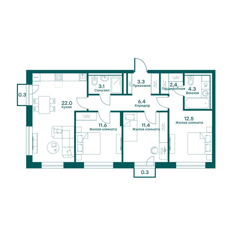 2-BD Apartment Sale, 77.6平方米 at Ravnovesie, zhiloy kompleks Ravnovesiye, selo Perkhushkovo, Odintsovskiy City District, Moscow Region, Russia #1 2-BD Apartment Sale, 77.6平方米 at Ravnovesie, zhiloy kompleks Ravnovesiye, selo Perkhushkovo, Odintsovskiy City District, Moscow Region, Russia #1