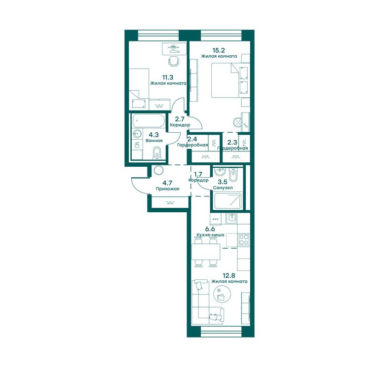 2-BD Apartment Sale, 67.5 sq. m. at Ravnovesie, zhiloy kompleks Ravnovesiye, selo Perkhushkovo, Odintsovskiy City District, Moscow Region, Russia #1 2-BD Apartment Sale, 67.5 sq. m. at Ravnovesie, zhiloy kompleks Ravnovesiye, selo Perkhushkovo, Odintsovskiy City District, Moscow Region, Russia #1