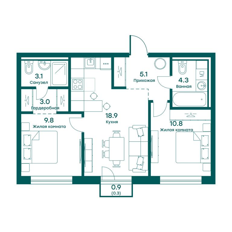 1-BD Apartment Sale, 55.3 sq. m. at Ravnovesie, zhiloy kompleks Ravnovesiye, selo Perkhushkovo, Odintsovskiy City District, Moscow Region, Russia #1 1-BD Apartment Sale, 55.3 sq. m. at Ravnovesie, zhiloy kompleks Ravnovesiye, selo Perkhushkovo, Odintsovskiy City District, Moscow Region, Russia #1