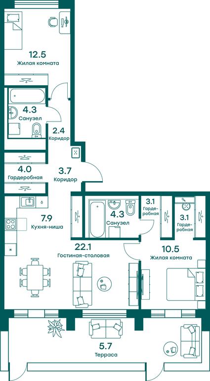 2-BD Apartment Sale, 83.6平方米 at Ravnovesie, zhiloy kompleks Ravnovesiye, selo Perkhushkovo, Odintsovskiy City District, Moscow Region, Russia #1 2-BD Apartment Sale, 83.6平方米 at Ravnovesie, zhiloy kompleks Ravnovesiye, selo Perkhushkovo, Odintsovskiy City District, Moscow Region, Russia #1