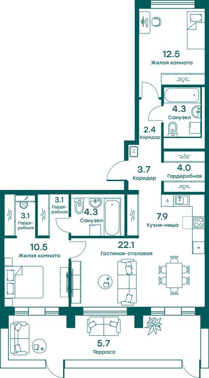 2-BD Apartment Sale, 83.6平方米 at Ravnovesie, zhiloy kompleks Ravnovesiye, selo Perkhushkovo, Odintsovskiy City District, Moscow Region, Russia #1 2-BD Apartment Sale, 83.6平方米 at Ravnovesie, zhiloy kompleks Ravnovesiye, selo Perkhushkovo, Odintsovskiy City District, Moscow Region, Russia #1