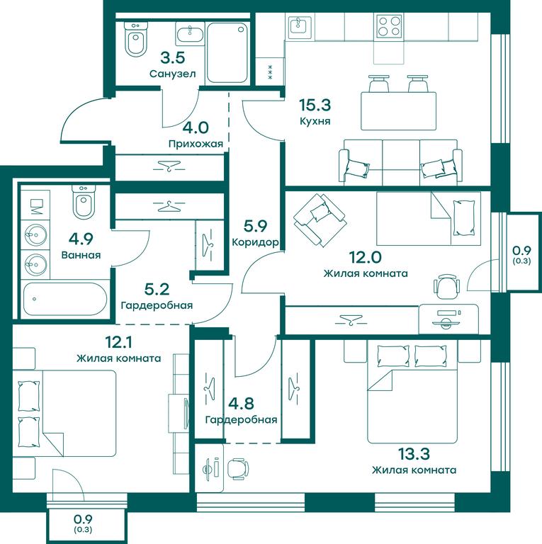2-BD Apartment Sale, 81.6平方米 at Ravnovesie, zhiloy kompleks Ravnovesiye, selo Perkhushkovo, Odintsovskiy City District, Moscow Region, Russia #1 2-BD Apartment Sale, 81.6平方米 at Ravnovesie, zhiloy kompleks Ravnovesiye, selo Perkhushkovo, Odintsovskiy City District, Moscow Region, Russia #1