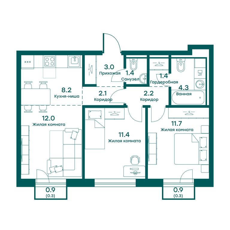 2-BD Apartment Sale, 58.3平方米 at Ravnovesie, zhiloy kompleks Ravnovesiye, selo Perkhushkovo, Odintsovskiy City District, Moscow Region, Russia #1 2-BD Apartment Sale, 58.3平方米 at Ravnovesie, zhiloy kompleks Ravnovesiye, selo Perkhushkovo, Odintsovskiy City District, Moscow Region, Russia #1