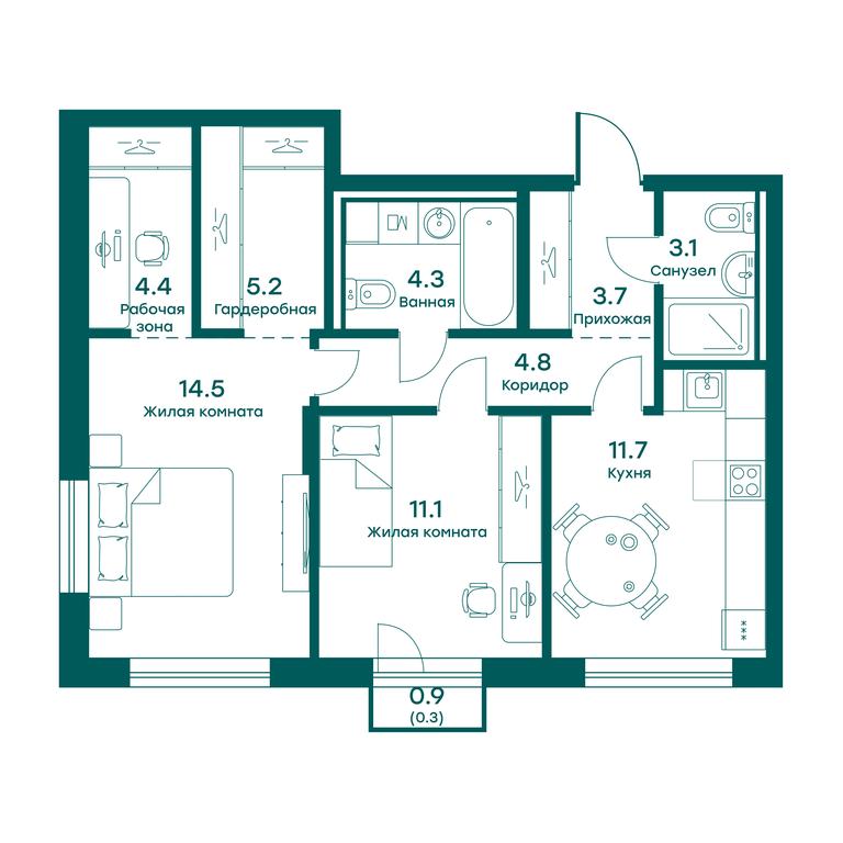 1-BD Apartment Sale, 63.1 sq. m. at Ravnovesie, zhiloy kompleks Ravnovesiye, selo Perkhushkovo, Odintsovskiy City District, Moscow Region, Russia #1 1-BD Apartment Sale, 63.1 sq. m. at Ravnovesie, zhiloy kompleks Ravnovesiye, selo Perkhushkovo, Odintsovskiy City District, Moscow Region, Russia #1